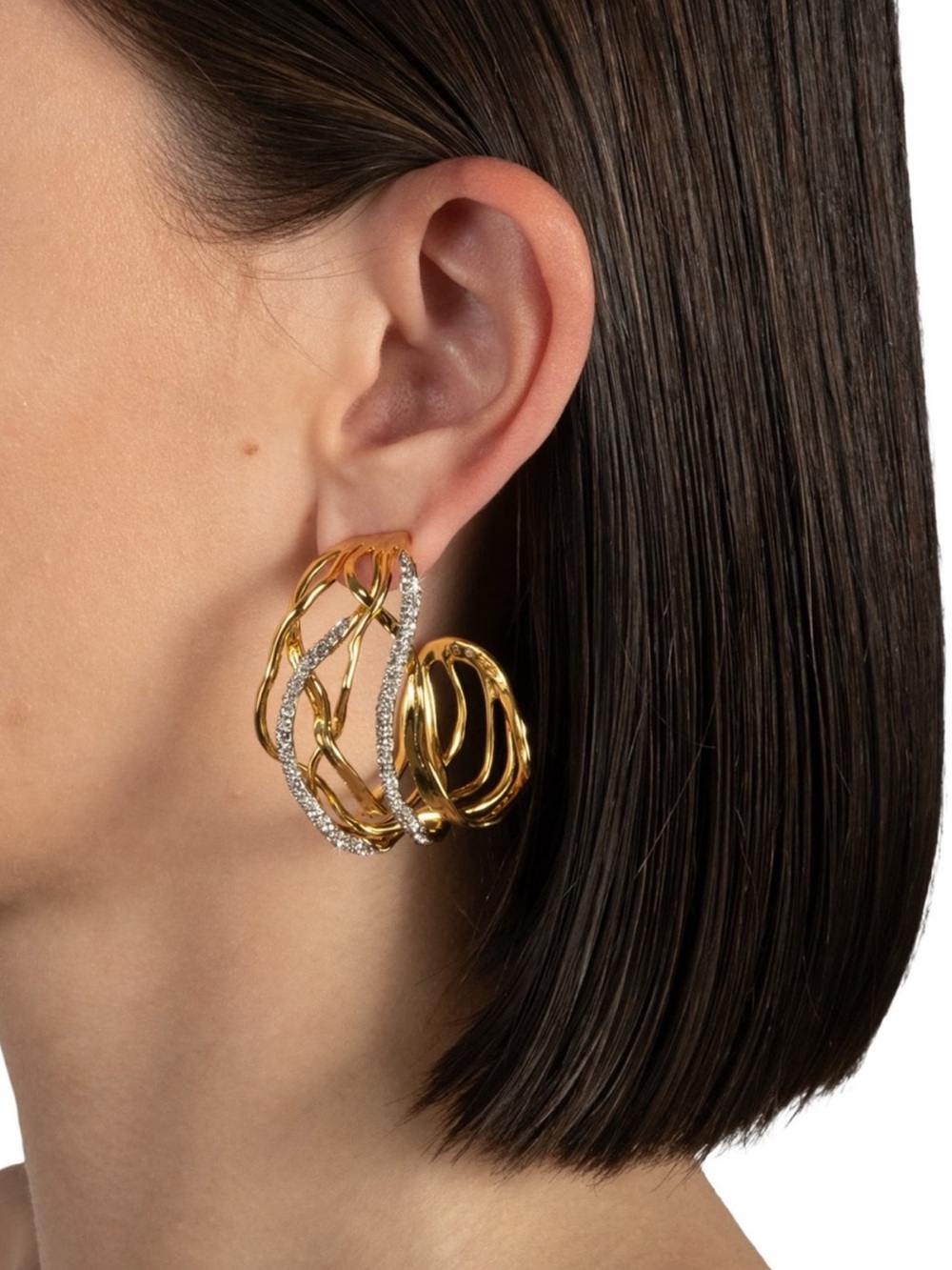 Alexis Bittar Solanales Crystal Woven Hoop Earrings - Picture 2 of 7